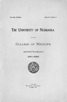 Bulletin of the University of Nebraska: Annual Catalog of the College of Medicine, 1904-1905