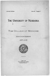 Bulletin of the University of Nebraska: Annual Catalog of the College of Medicine, 1907-1908