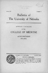 Bulletin of the University of Nebraska: Annual Catalog of the College of Medicine, 1910-1911