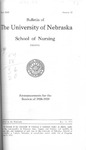 Bulletin of the School of Nursing, 1938-1939 by University of Nebraska College of Medicine