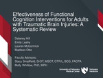 Effectiveness of Functional Cognition Intervention for Adults with Traumatic Brain Injuries: A  Systematic Review by Lauren McCormick, Madison Otte, Delaney Hill, Emily Leahy, Stacy Smallfield, and Molly Whitlow