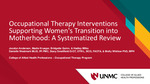 Occupational Therapy Interventions Supporting Women's Transition into Motherhood: A Systematized Review​ by Hadley Milks, Jocelyn Anderson, Madison Krueger, Bridgette Quinn, Danielle Westmark, Stacy Smallfield, and Molly Whitlow