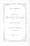 Annual Commencement of Omaha Medical College Program